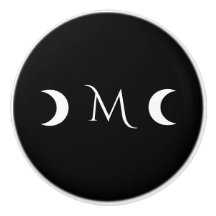 Modern Crescent Måne Black and White Monogram