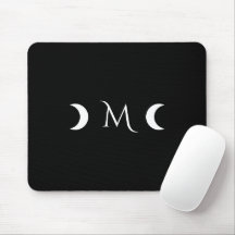 Modern Crescent Måne Black and White Monogram
