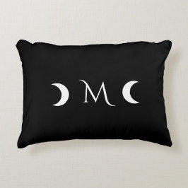 Modern Crescent Måne Black and White Monogram Prydnadskudde