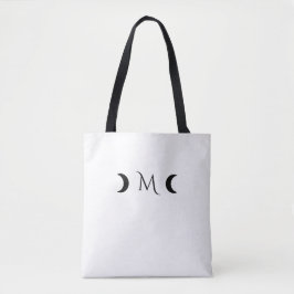Modern Crescent Måne Black and White Monogram Tygkasse