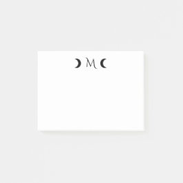 Modern Crescent Måne Monogram Black and White Post-it Block