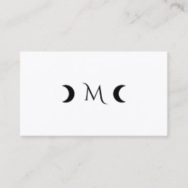 Modern Crescent Måne Monogram Black and White Visitkort
