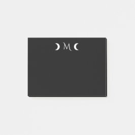 Modern Crescent Måne Monogram Black Post-it Block