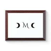 Modern Crescent Måne White och Black Monogram