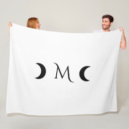 Modern Crescent Måne White och Black Monogram Fleecefilt