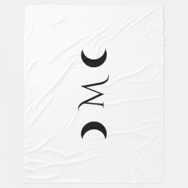 Modern Crescent Måne White och Black Monogram Fleecefilt