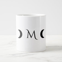 Modern Crescent Måne White och Black Monogram Jumbo Mugg