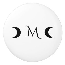 Modern Crescent Måne White och Black Monogram Knopp