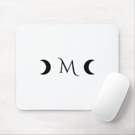 Modern Crescent Måne White och Black Monogram Musmatta