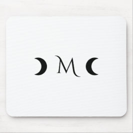 Modern Crescent Måne White och Black Monogram Musmatta