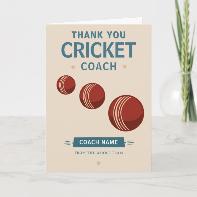 Modern cricketlag-spelare Coach Tack Kort (Framsida)