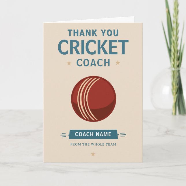 Modern cricketlag spelare tränare tack kort (Framsida)