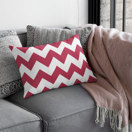 Modern Crimson Red Chevron Prydnadskudde