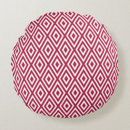 Modern Crimson Red Geometric Mönster Rund Kudde