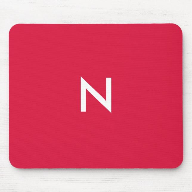 Modern Crimson Red Minimalist Monogram Initial Musmatta (Framsidan)