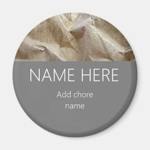 Modern Crinkled Papper Namn Chore Magnet