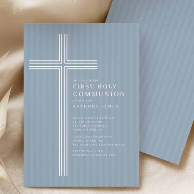 Modern Cross Holy Communion Invitation Inbjudningar (Skapare uppladdad)