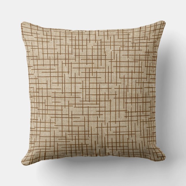Modern Crosshatch burlap texture pattern Kudde (Baksida)