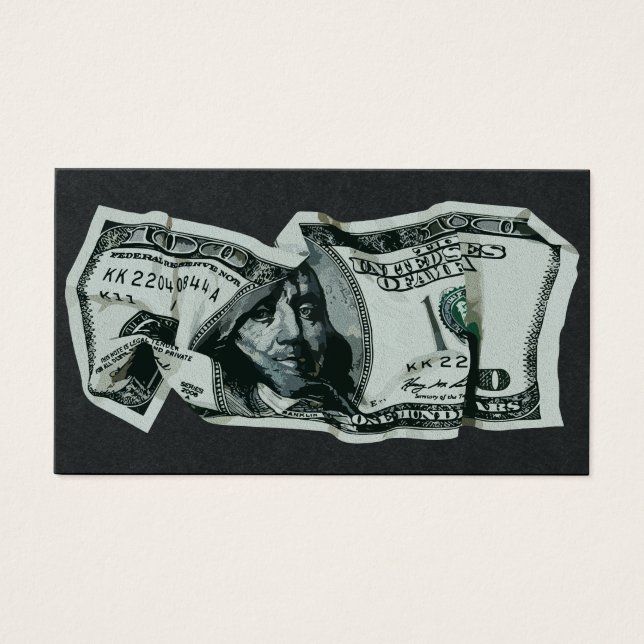 Modern Crumpled $100 Bill Design Visitkort (Framsidan)