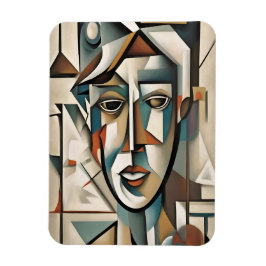 Modern Cubist Abstrakt Art Porträtt Magnet