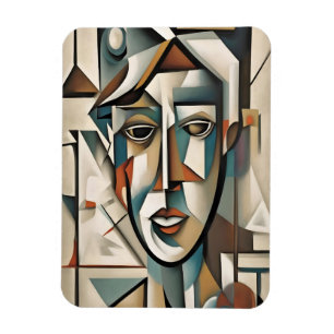 Modern Cubist Abstrakt Art Porträtt Magnet