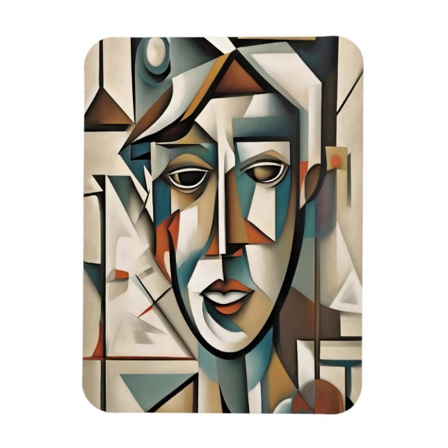 Modern Cubist Abstrakt Art Porträtt Magnet (Vertikal)