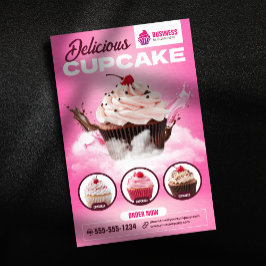 Modern Cupcake Bageri Butik Bakverk Efterrätt Tårt Flygblad