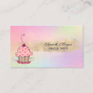Modern Cupcake Bageri Penseldrag Holografisk Visitkort