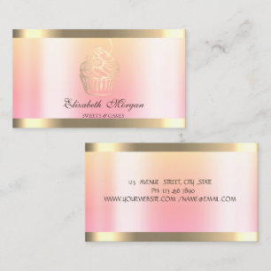 Modern Cupcake Guld Rand Ombre Bageri Visitkort