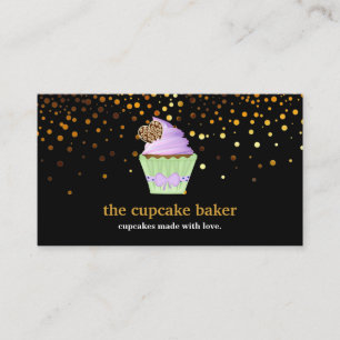 Modern Cupcake Logotyp Bageri Catering Konfetti Visitkort