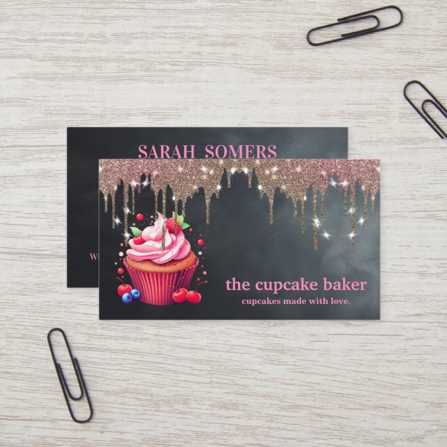 Modern Cupcake Logotyp Bageri Konditor Catering Ko Visitkort (Fram/Back In Situ)