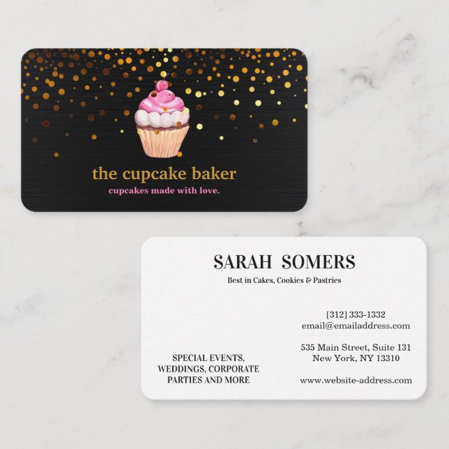 Modern Cupcake Logotyp Bageri Konditor Catering Ko Visitkort (Fram/baksida)