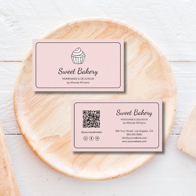 Modern Cupcake Pink Bakery Visitkort (Modern Cupcake Pink Bakery Business Card)