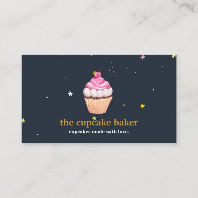 Modern Cupkaka Logotyp Bakery Chef Catering Confet Visitkort (Framsida)