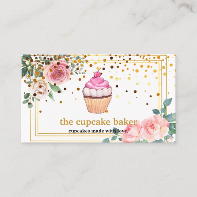 Modern Cupkaka Logotyp Bakery Chef Catering Confet Visitkort (Framsida)