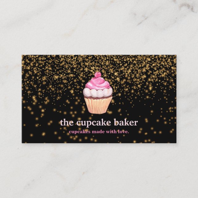 Modern Cupkaka Logotyp Bakery Chef Catering Confet Visitkort (Framsida)