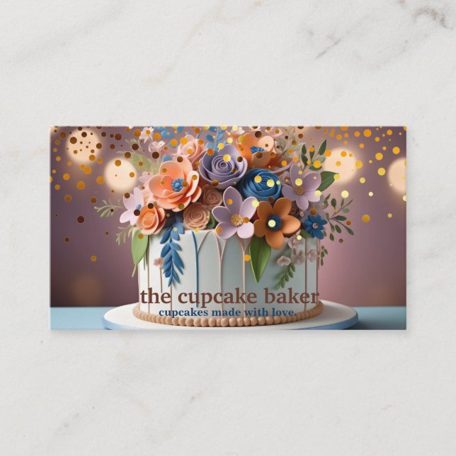 Modern Cupkaka Logotyp Bakery Chef Catering Confet Visitkort (Framsida)