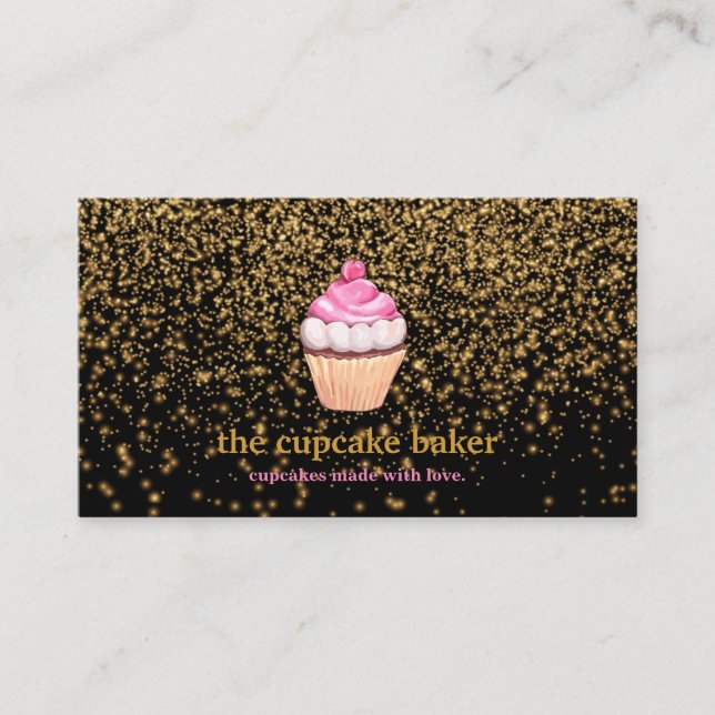 Modern Cupkaka Logotyp Bakery Chef Catering Confet Visitkort (Framsida)