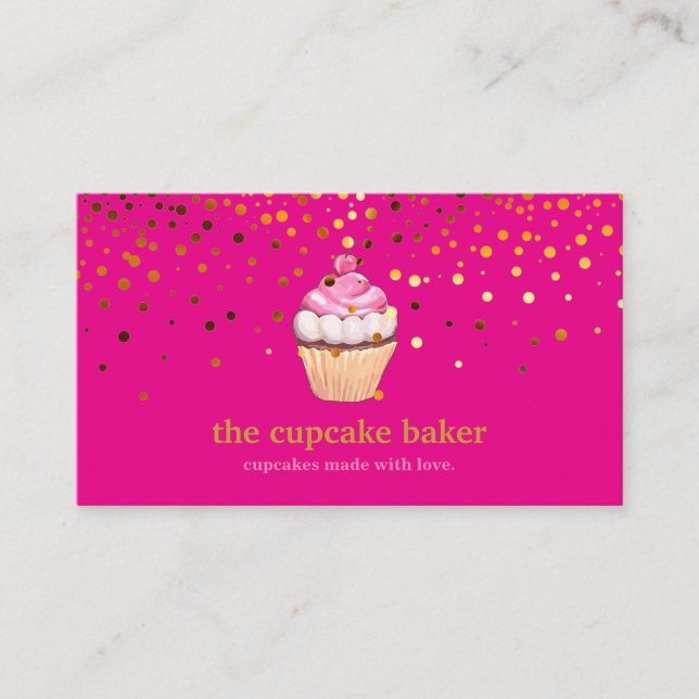 Modern Cupkaka Logotyp Bakery Chef Catering Confet Visitkort (Framsida)