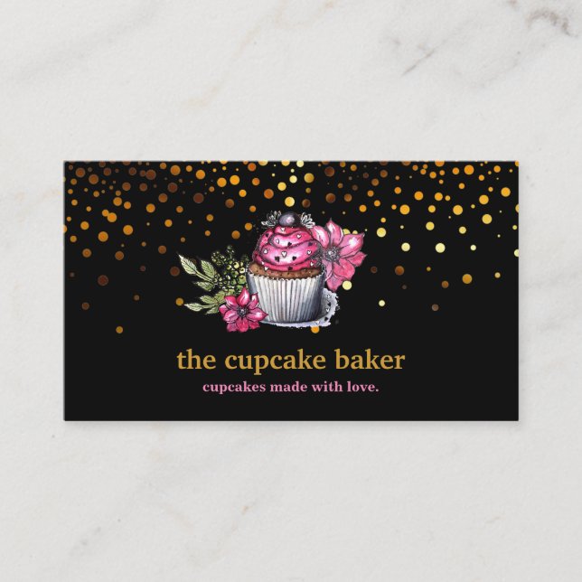 Modern Cupkaka Logotyp Bakery Chef Catering Confet Visitkort (Framsida)