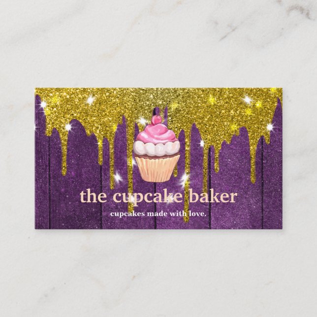 Modern Cupkaka Logotyp Bakery Chef Catering Confet Visitkort (Framsida)