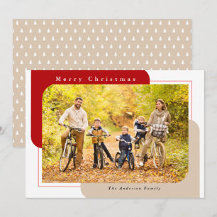 Modern Curved Red och Tan God jul Julkort