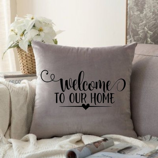 modern cushion welcome to our home kudde (Skapare uppladdad)