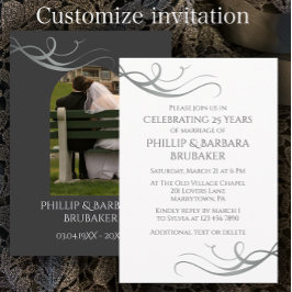 Modern Custom 25th Wedding Anniversary Arch Photo Inbjudningar