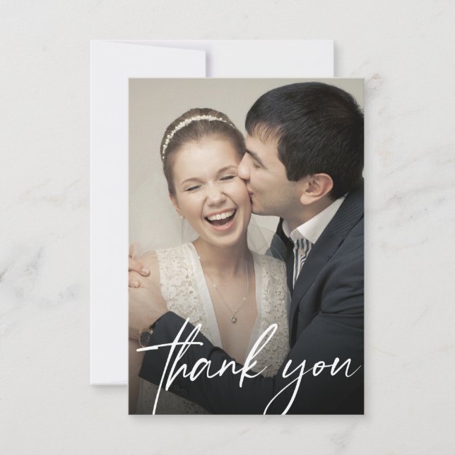 Modern Custom 2 Wedding Photos Chic Tack Kort (Framsida)