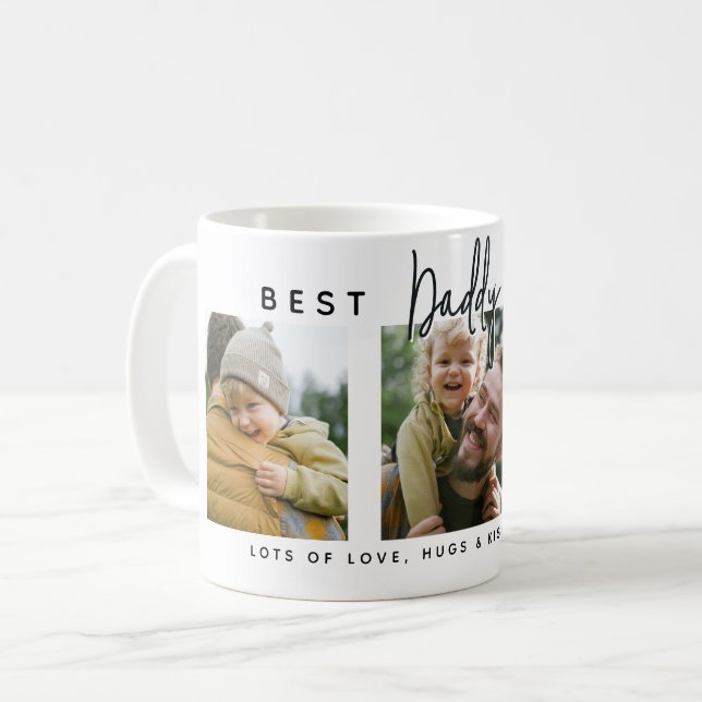 Modern Custom Best Daddy Ever | 3 Photo Kaffemugg (Framsida vänster)