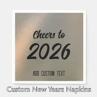 Modern Custom Brushed Metal 2026 New Years Party Pappersservett