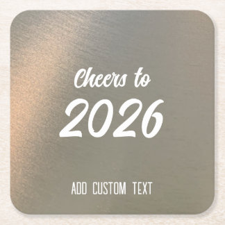 Modern Custom Brushed Metal 2026 New Years Party Underlägg Papper Kvadrat