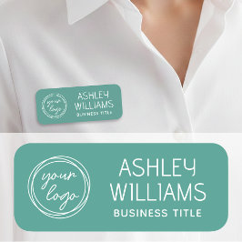 Modern Custom Business Logo Company Employee Green Namnbricka
