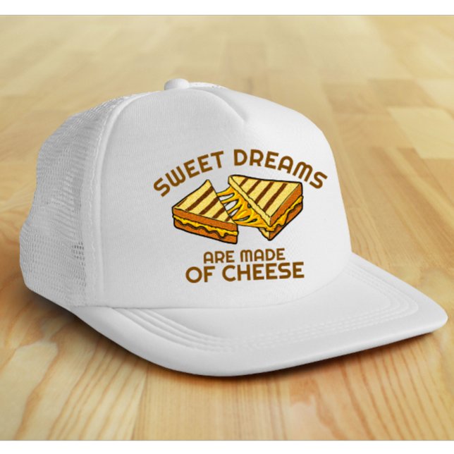 Modern Custom Cheese Bread Yellow Text Keps (Modern cheese lover trucker hat)